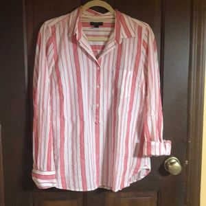 Red & White J Crew Blouse